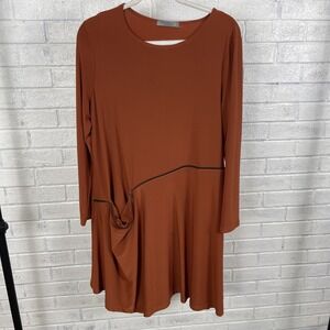 Chalet et ceci Rust Jersey Tunic Dress Womens Size L Lagenlook Avant Garde